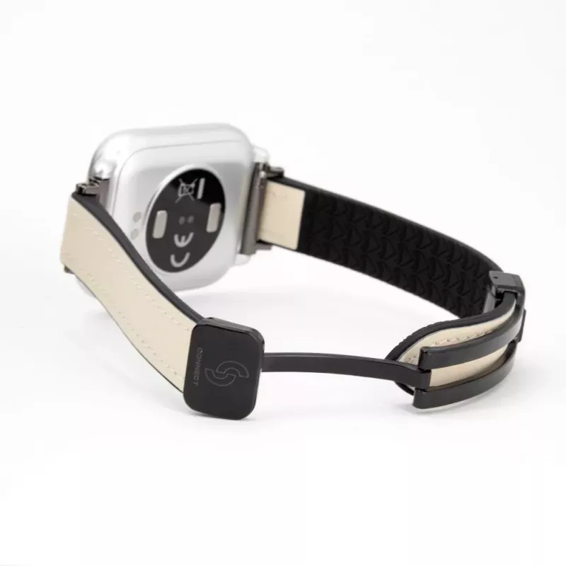 Connect 22mm Silicone Leather Watch Strap with Magnetic White