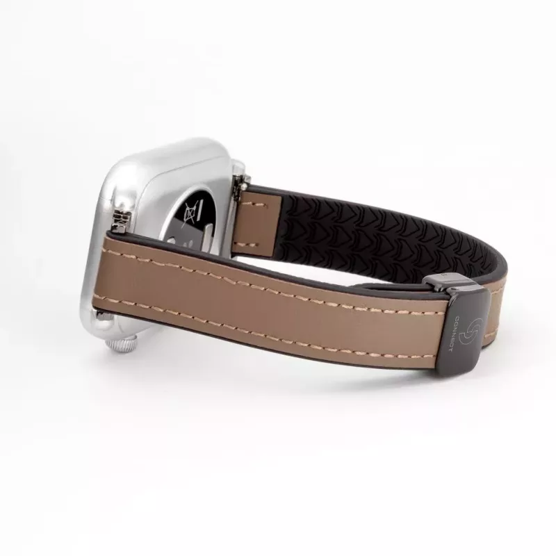 Connect 22mm Silicone Leather Watch Strap with Magnetic Wine Red