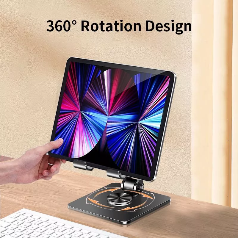 iLike STM4 Metal Tablet PC Holder Stand with Adjustable Perfect Angle & 360 Rotation Black