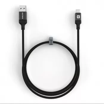 Evelatus USB-A to USB-C Cable 1.2m Braided Nylon Black