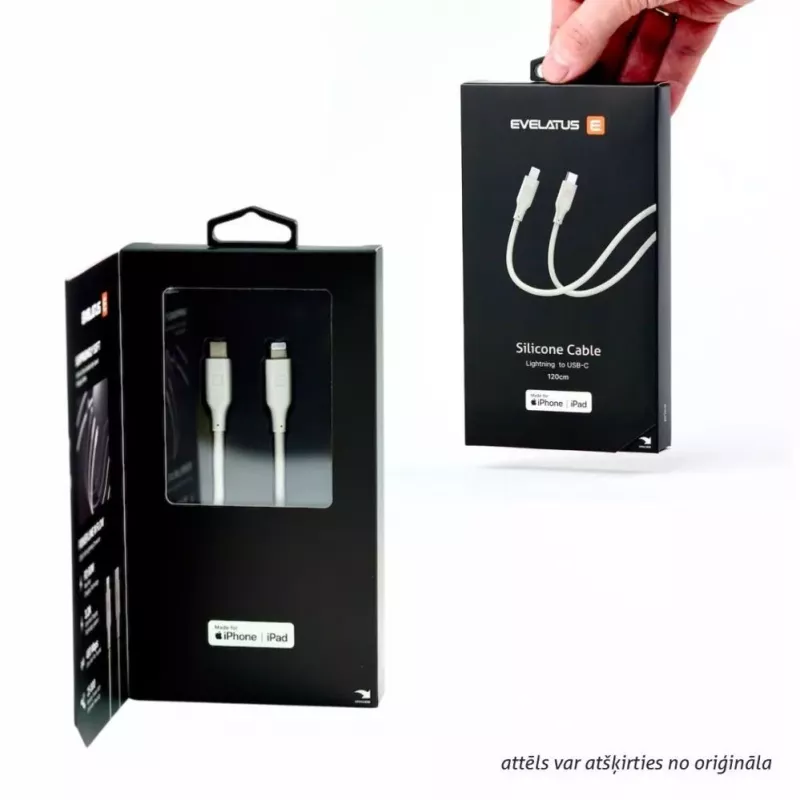 Evelatus USB-C to USB-C Silicone Cable 1.2m 60W / 20V 3A White