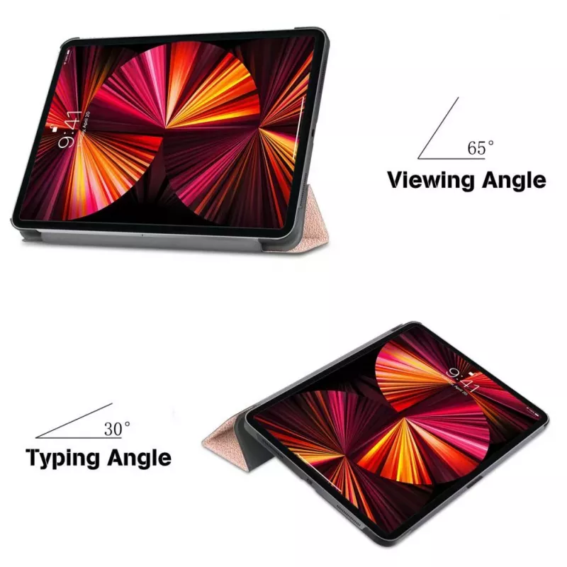 iLike Galaxy Tab S9 Ultra 14.6 Tri-Fold Eco-Leather Stand Case Rose Gold