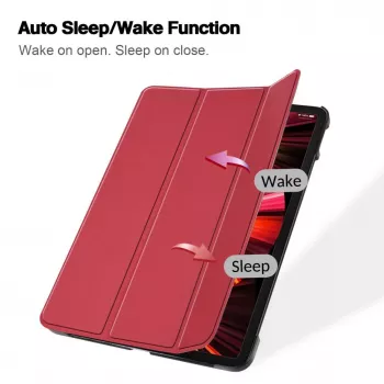 iLike Galaxy Tab S9 11 Tri-Fold Eco-Leather Stand Case Coral Pink