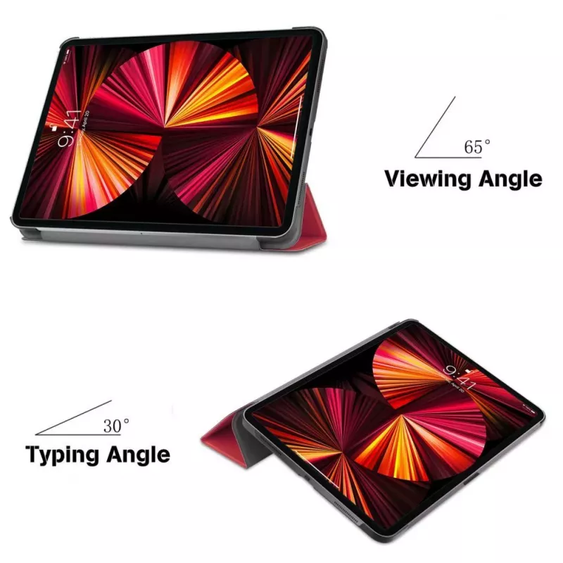 iLike Galaxy Tab S9 FE Tri-Fold Eco-Leather Stand Case Coral Pink