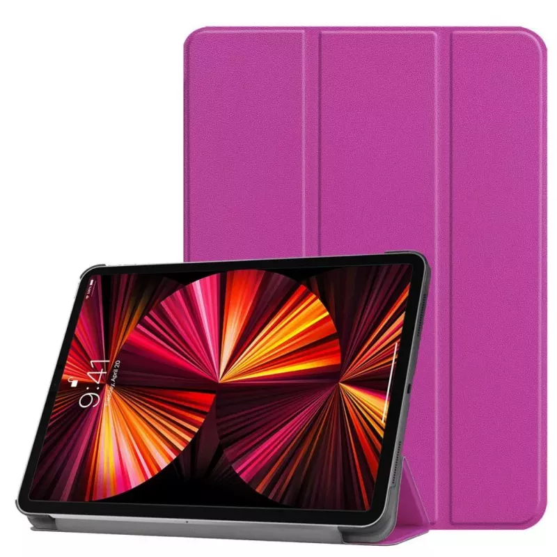 iLike iPad Pro 11 4th Gen Tri-Fold Eco-Leather Stand Case Purple