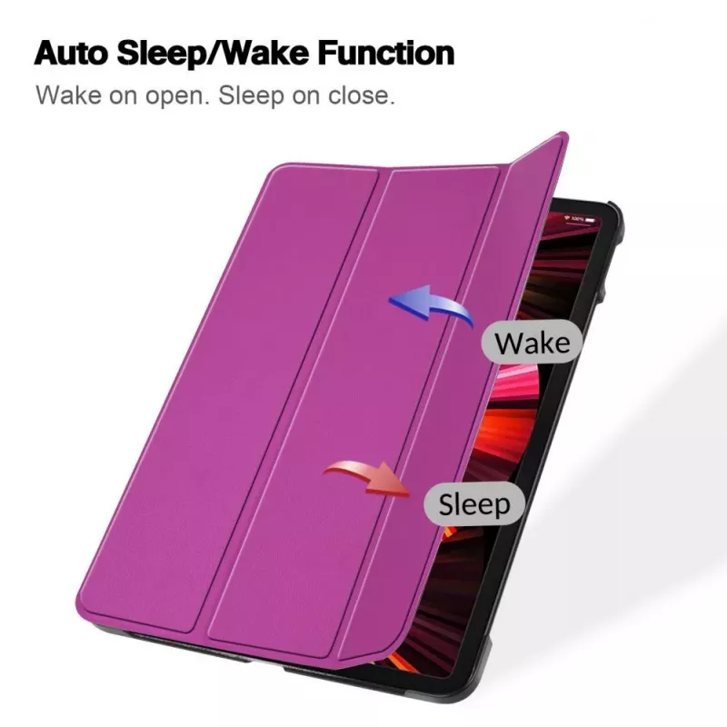iLike Galaxy Tab S9 FE Plus Tri-Fold Eco-Leather Stand Case Purple