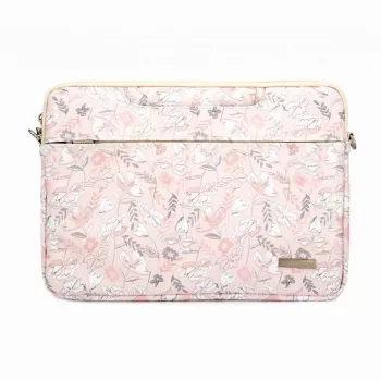 iLike 13-14 Inches Fabric Laptop Bag With Strap Flower Pink
