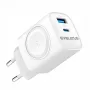 Evelatus 2 in 1 Charger 20W Max USB-C+USB-A:15W Max USB-C+USB-A+Wireless:15W+2W 17W Max White