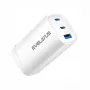 Evelatus 65W Max Fast Charger CN USB-C1/USB-C1/USB-A White