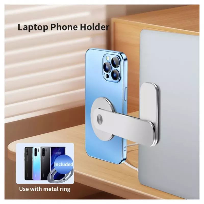 iLike Universal P65 Aluminum Monitor Side Fix Magnetic Holder for Smartphone Silver