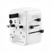 EVELATUS 35W World Travel Adapter with 1 PD USB-C, 2 USB-C, 2 USB-A, White