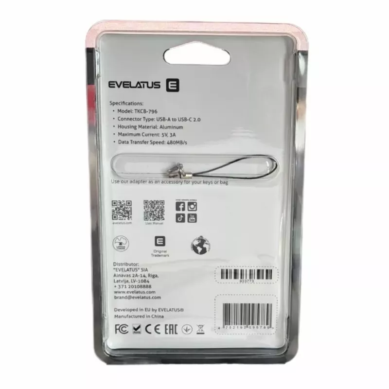 EVELATUS UltraLink OTG Adapter USB 3.0 to USB-C 5V 3A 480 Mb/s Abyss Blue