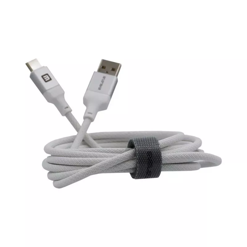 Evelatus USB-A to USB-C Cable 2M Aluminum Housing Braided White