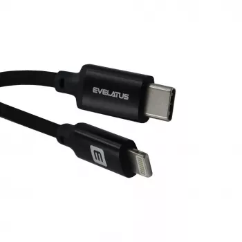 Evelatus AutoSpring Coiled Cable USB A to Lightning 1.2M Cable Black