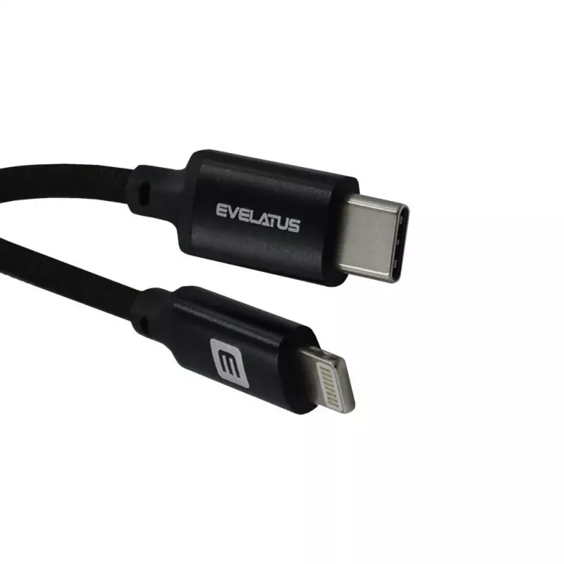 Evelatus AutoSpring Coiled Cable USB A to Lightning 1.2M Cable Black