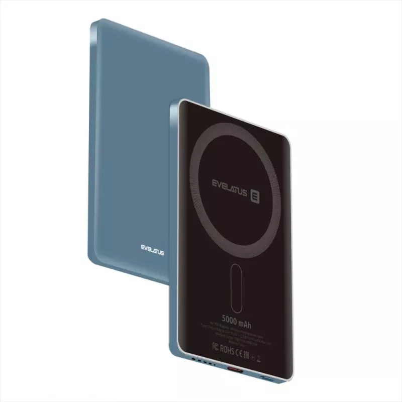 Evelatus PD20W 5000mAh Power Bank MagLink Elite with Wireless Charging EVEP02PBMEB Blue