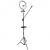 iLike S12 LED Selfie 31cm Ring Light Lamp + Tripod Stand 2.1m + Shelf & 3x Phone / Mic Holder Black