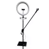 iLike S12 LED Selfie 31cm Ring Light Lamp + Tripod Stand 2.1m + Shelf & 3x Phone / Mic Holder Black