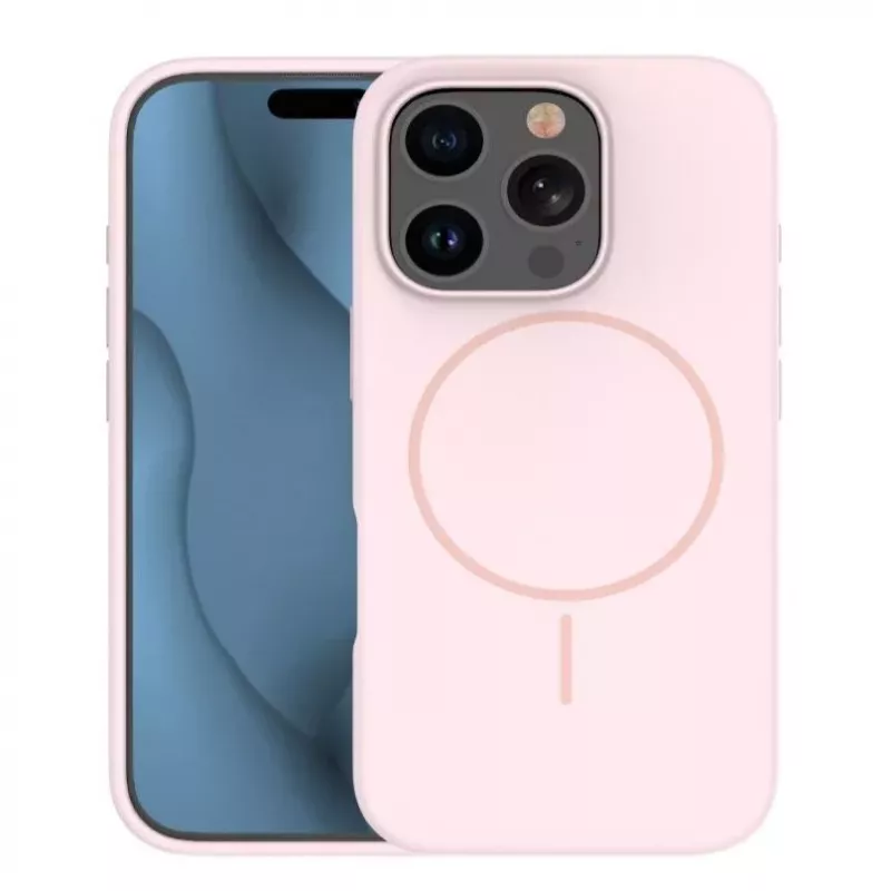 iLike Apple iPhone 16 Pro Soft Touch Silicone Case With Magnetic Light Pink