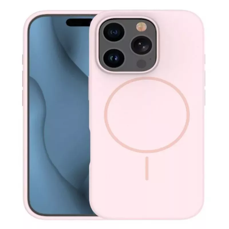 iLike Apple iPhone 16 Pro Max Soft Touch Silicone Case With Magnetic Light Pink
