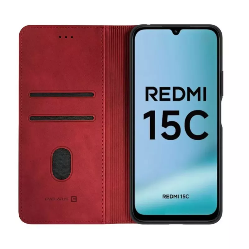 Evelatus Xiaomi Redmi 15C 4G/5G Book Case Folio Red
