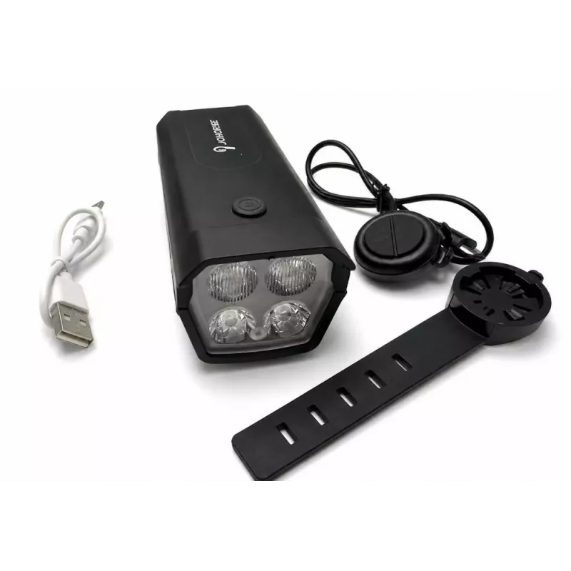 iLike Rechargeable Bicycle Headlight with 120dB Electric Horn, 300 Lumens LED Bike Light, USB Rechargeable, Handlebar Remote Switch