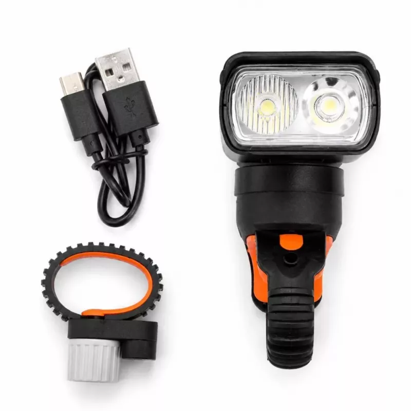 iLike JOHORSE USB Rechargeable Bike Front Light, 400LM LED Bicycle Headlight, Dual Beam, Aluminum Housing, Battery Indicator, Waterproof Cycling Light