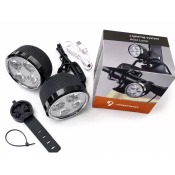 iLike USB Rechargeable 4-LED Bike Light Set – Front & Rear Bicycle Lights with 120dB Horn