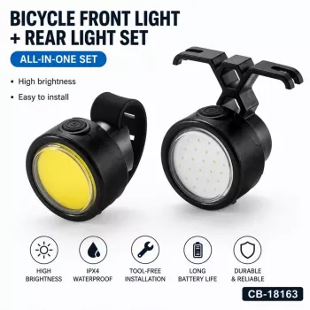 iLike 2PCS Bicycle Front & Rear Light Set – USB Rechargeable LED Bike Lights for Mountain & Road Bikes, Electric Bikes, Scooters, E-Scooters, Kids Bikes
