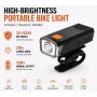 iLike USB Rechargeable Bike Front Light, JH420 High Brightness LED Bicycle Headlight, IP65 Waterproof Cycling Light for MTB, Road Bike & E-Bike Black