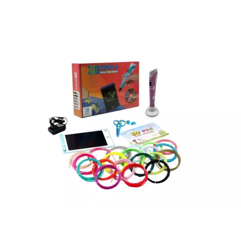iLike Melt 3D Pen Kit Box Complete Set For 3D Printing Pen, 3D PEN-7-1 Set with Stencils 5m x 20 Colors Green