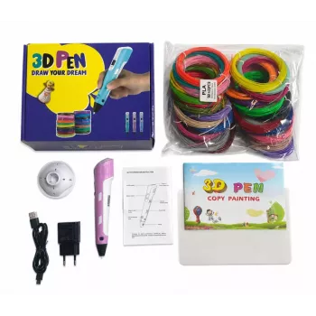 iLike 3D Pen for Kids, 3D Printing Pen with 150ft PLA Filament Refills, 30 Colors, Purple