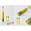 iLike Kids Rechargeable Sonic Electric Toothbrush, USB Charging, 3 Brush Heads (1+2 Replacement Heads), Soft Bristles, Waterproof, Yellow Crocodile Design