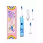 iLike Kids Rechargeable Sonic Electric Toothbrush, USB Charging, 3 Brush Heads (1+2 Replacement Heads), Soft Bristles, Waterproof, Blue Elephant Design Blue