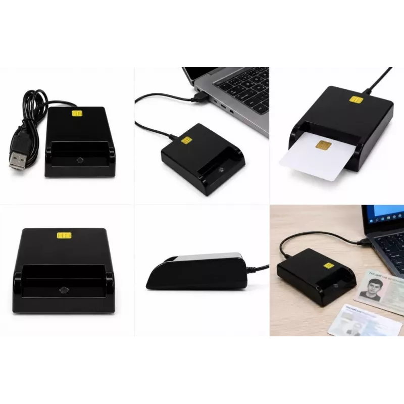 iLike USB Smart Card Reader, Contact IC Card Reader for Digital Signature, eID, Banking & Government Cards Black