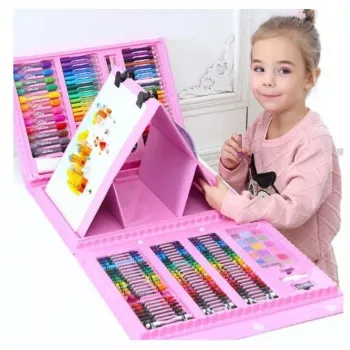 Kiddyz Stationery Set 208 pcs Kids Art Kit Drawing & Painting Supplies Pink