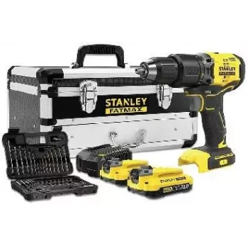 STANLEY V20 18V Cordless Drill Driver Kit 2x2.0Ah 50-Piece Accessory Set