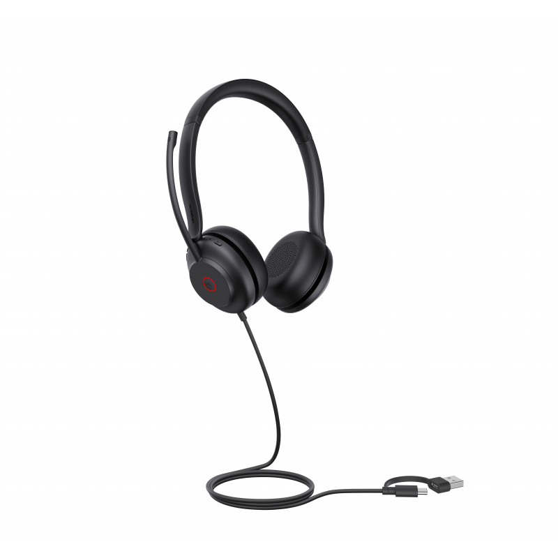Yealink UH35 Dual UC USB-C/A On-Ear Headset with USB-A/USB-C, Black