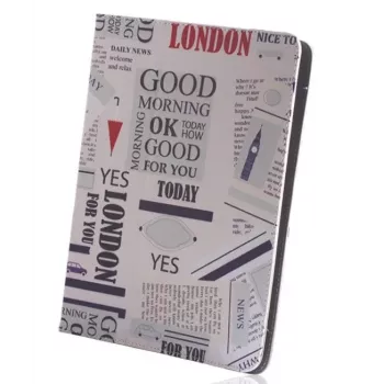 iLike Case Newspaper for Tablet 9-10 inch - Universal Folio Cover with Stand, PU Leather, Newspaper Print