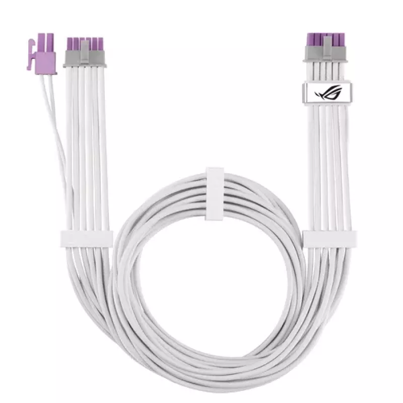 ASUS ROG EQUALIZER White Edition GPU Power Cable - 16-pin 12VHPWR to 3x8-pin PCIe - 700mm White