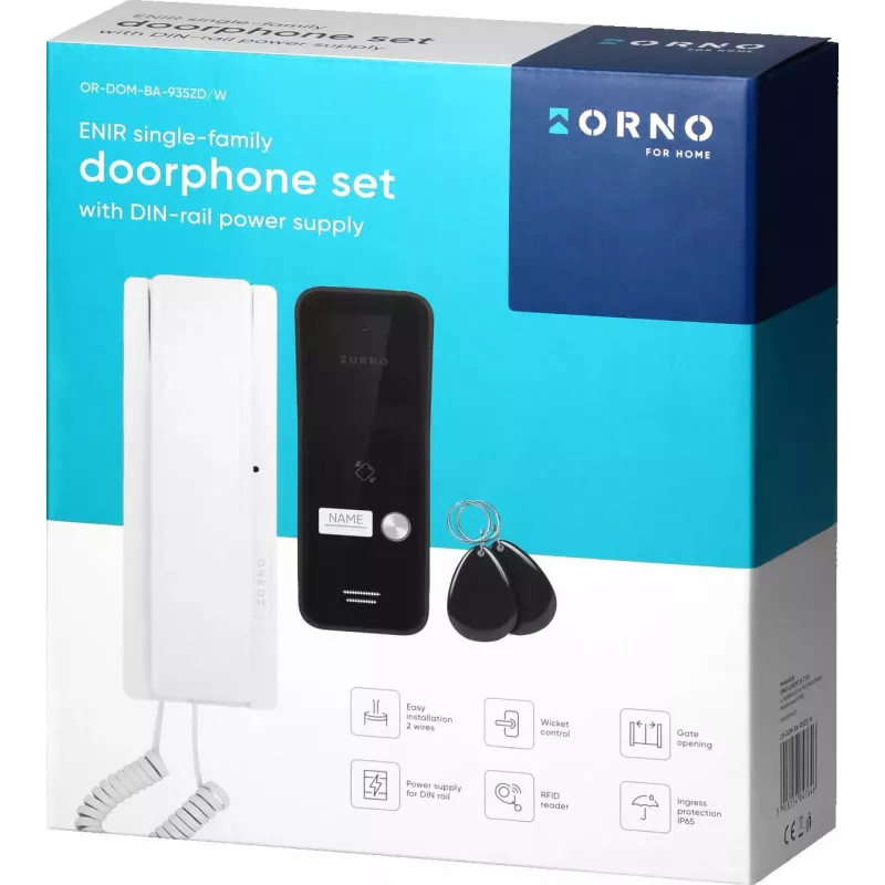 ORNO OR-DOM-BA-935ZD/W 2-Wire Audio Intercom Kit for Single Family Home, White