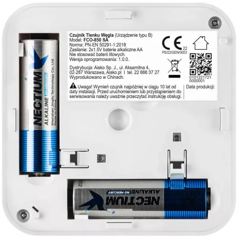 FIRESCO FCO-850 SA Carbon Monoxide Sensor with LCD Display, 10-Year Lifespan