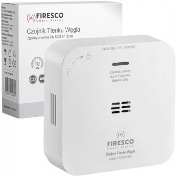 FIRESCO FCO-850 SA Carbon Monoxide Sensor with LCD Display, 10-Year Lifespan