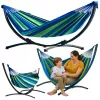LEAN Garden Hammock with Frame for Two People, Green and Blue, 200x120 cm
