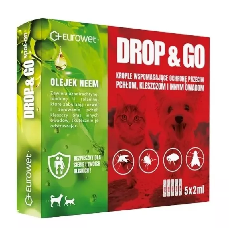 EWE EUROWET Drop&Go Spot-On Flea and Tick Drops for Dogs and Cats 5x2 ml