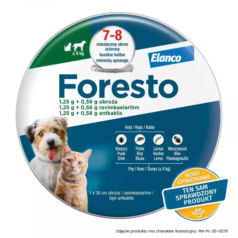ENA ELANCO Foresto Flea and Tick Collar for Cats and Dogs Under 8 kg