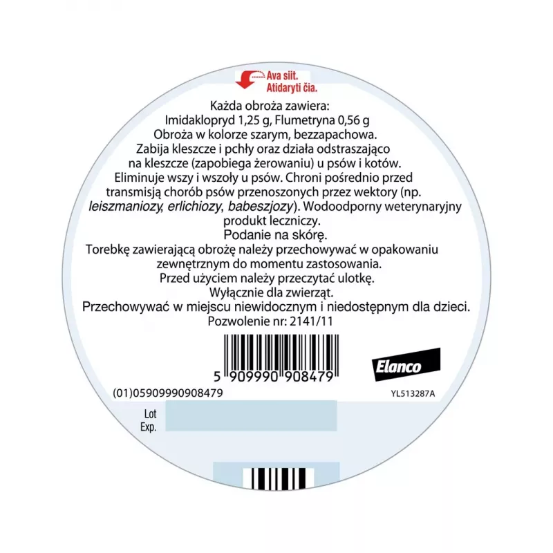 ENA ELANCO Foresto Flea and Tick Collar for Cats and Dogs Under 8 kg