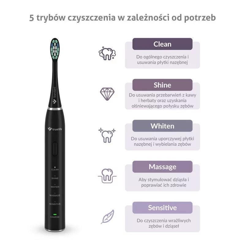 TLF TrueLife SonicBrush Clean30 Black Adult Oscillating Toothbrush