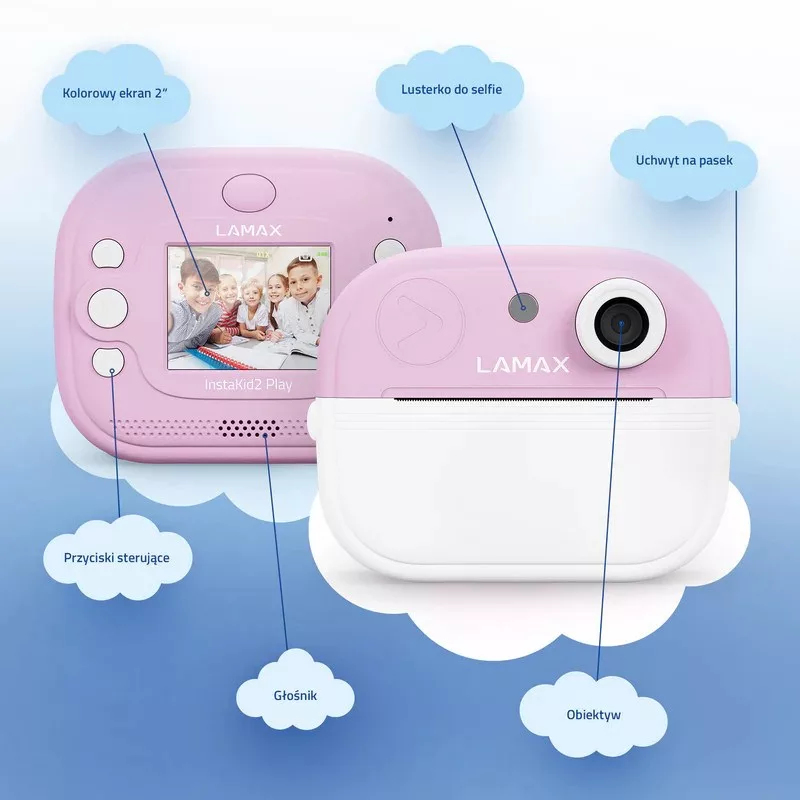 LAMAX InstaKid2 Play Children's Digital Camera, Pink, 2.0 inch IPS Display, Full HD Video, 48 Mpx Photo, microSD