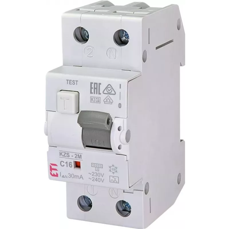 ETI Residual Current Circuit Breaker 2P 16A 30mA Type AC KZS-2M Auto